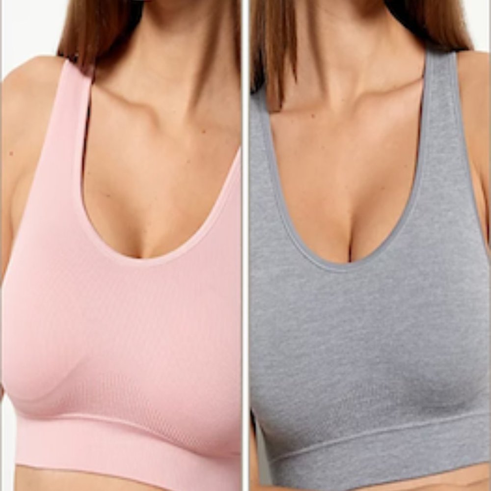 AnyBody Set of 2 Rib Knit Seamless Bras